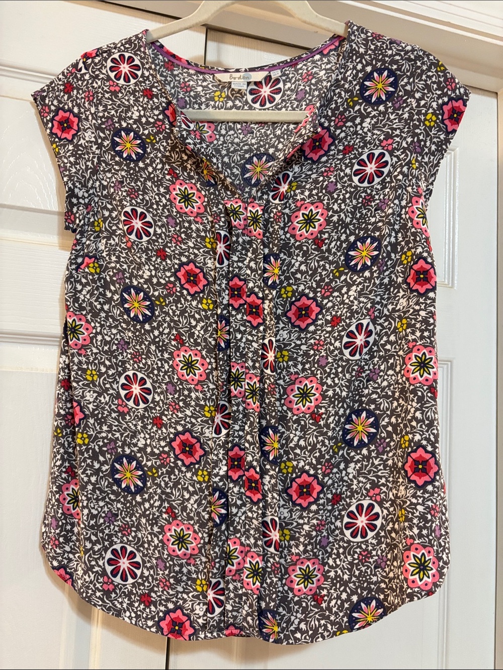 Boden Floral Cap Sleeve Blouse - size 8